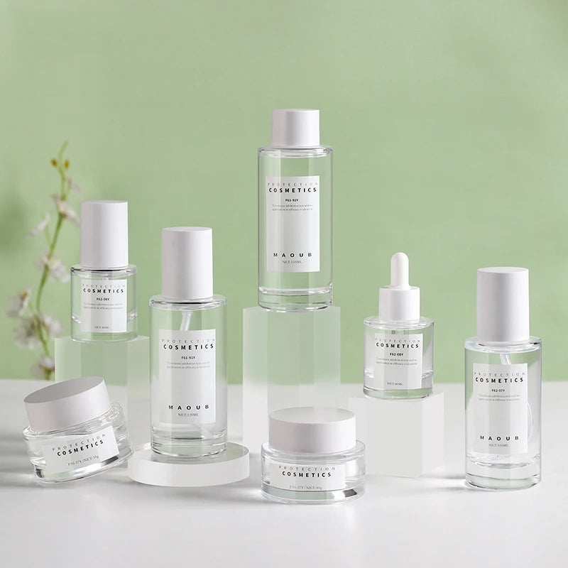 40ml 50ml 100ml 120ml 150ml Clear Glass Cosmetic Bottle Serum Pump Bottle 30ml Glass Dropper Bottle
