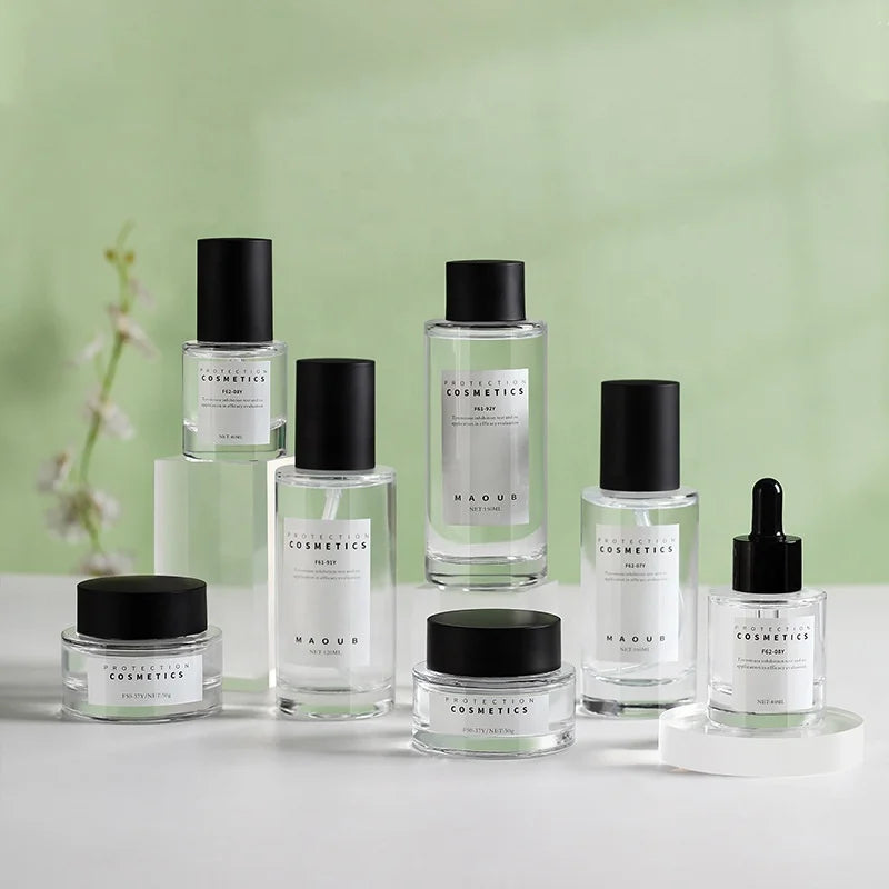 40ml 50ml 100ml 120ml 150ml Clear Glass Cosmetic Bottle Serum Pump Bottle 30ml Glass Dropper Bottle