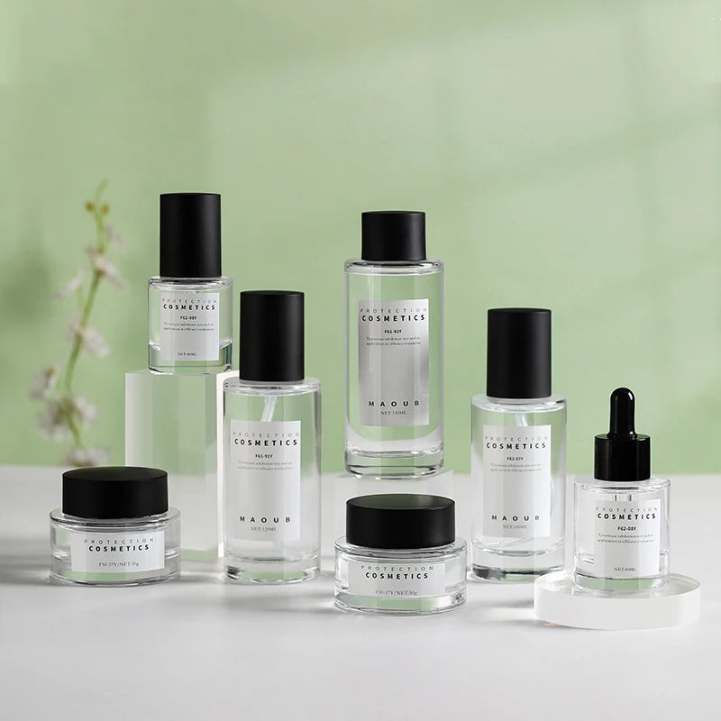 40ml 50ml 100ml 120ml 150ml Clear Glass Cosmetic Bottle Serum Pump Bottle 30ml Glass Dropper Bottle