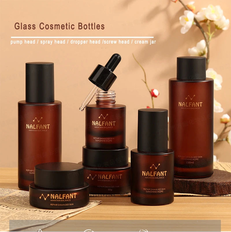 40ml 50ml 100ml 120ml 150ml Clear Glass Cosmetic Bottle Serum Pump Bottle 30ml Glass Dropper Bottle