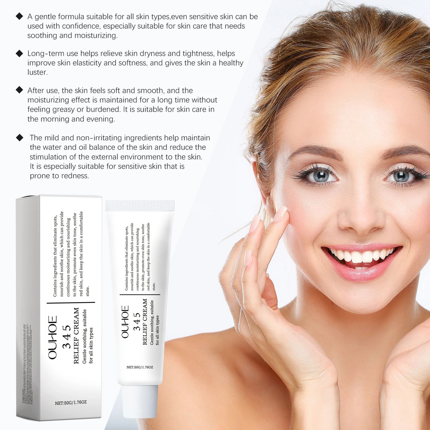 345 Relief Hydrating Face Cream - Moisturizing, Brightening, Lifting & Soothing