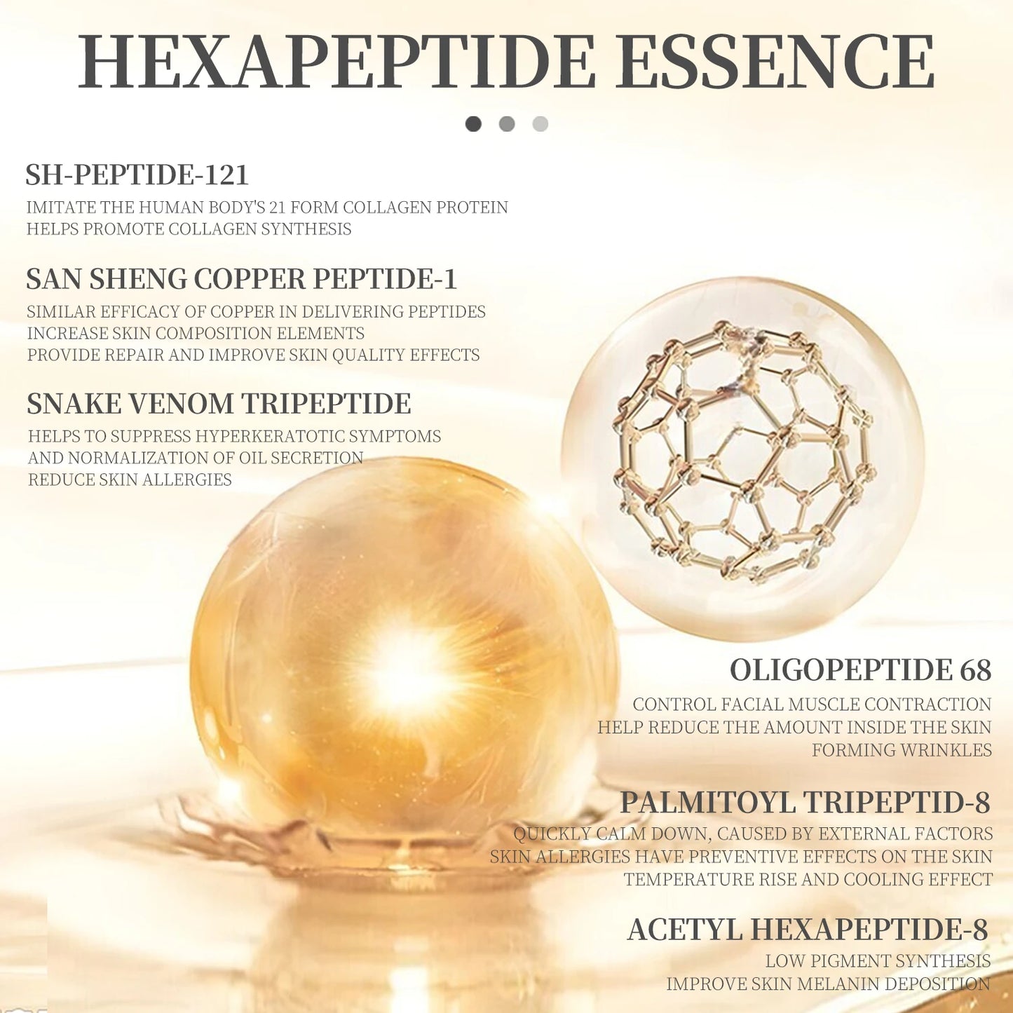 6 Peptide Essence Facial Refreshing Skin Care Set Contains Collagen to Improve Fine Lines, Brighten Skin, Moisturize and Nourish